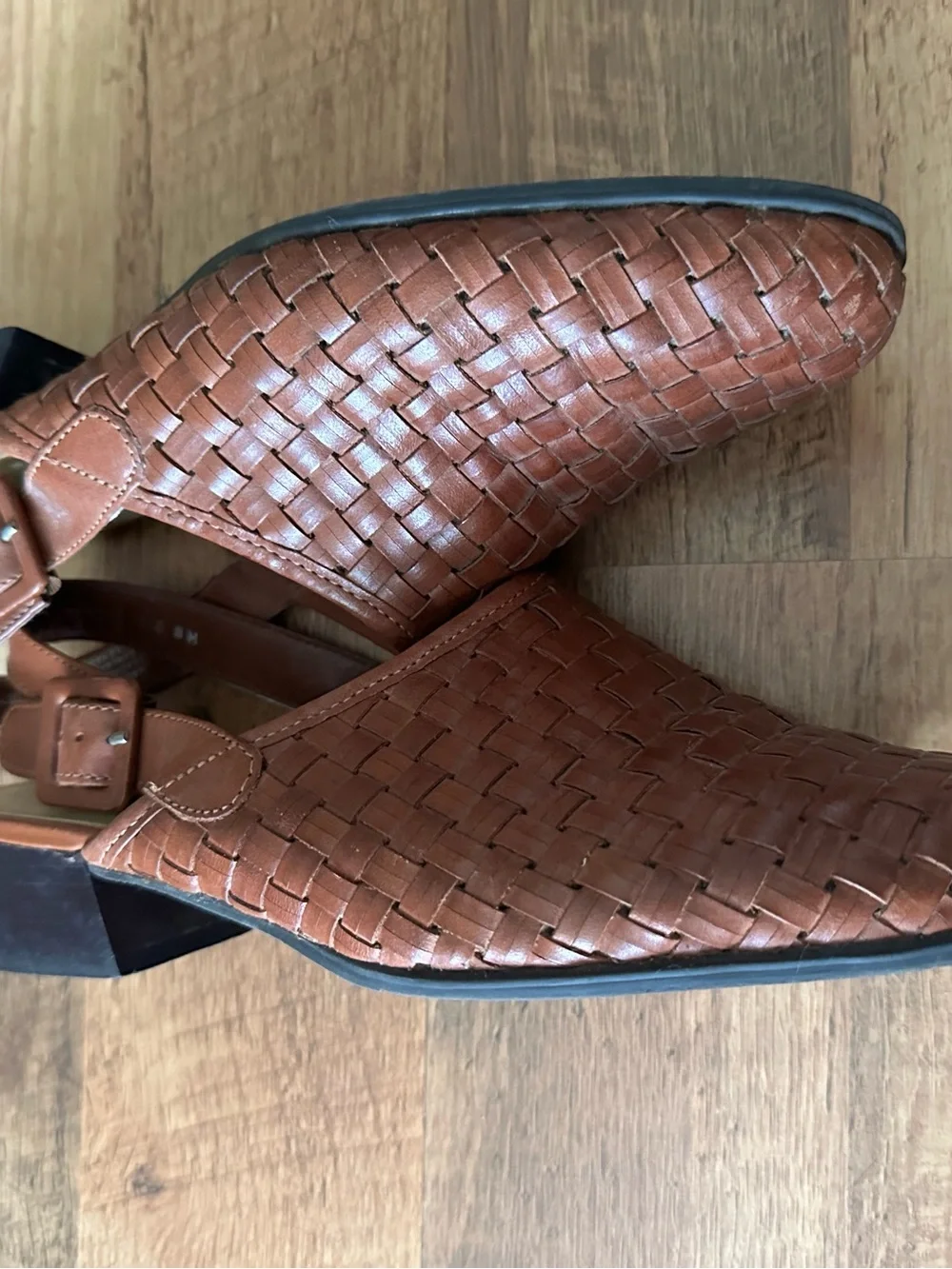 Naturalizer Brazil Vintage Woven Leather Slingback Shoes | Cognac ~8